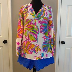 Lilly Pulitzer Summer Haze Silk Elsa Blouse XS